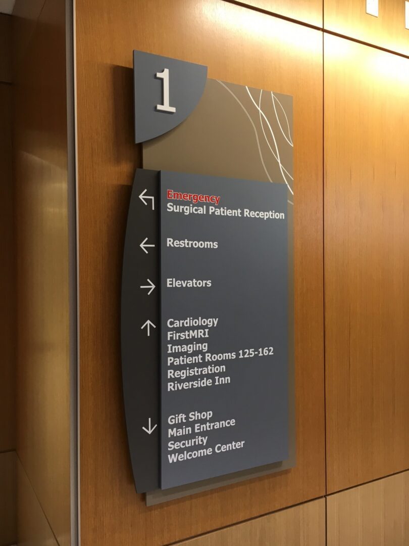 floor 1 directional wayfinding arrow sign