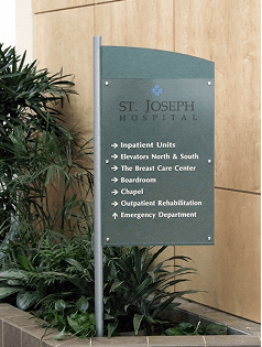 wayfinding directional sign for st joseph hospital