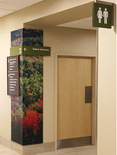 directional signage with graphics and wayfinding