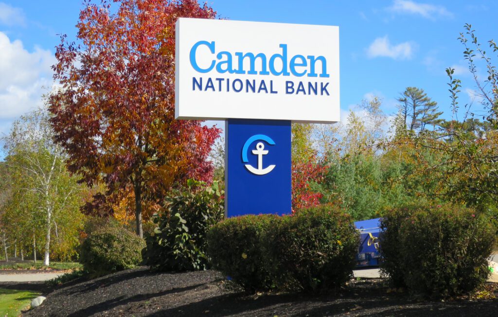 Camden National Bank pylon sign
